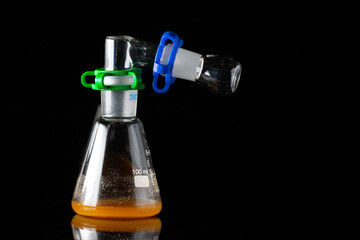Lab cylinder with liquid sample