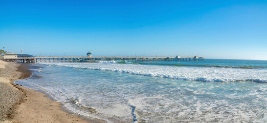 Large waves near the pier at San Clemente, Orange County, California