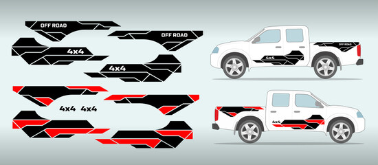 Car side sticker design. Auto vinyl decal template. Suitable for printing or cutting. - obrazy, fototapety, plakaty