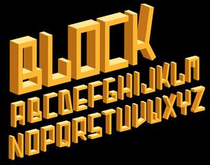 3D block font