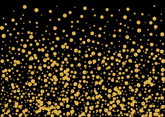 Yellow Random Circle Particles. Sequin Foil Background. Gold Dot Shimmer Frame. Rich Confetti Design. Gradient Fantasy Texture.