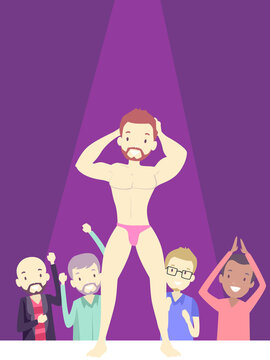 Gay Bar Man Strip Club Stage Dancer Illustration