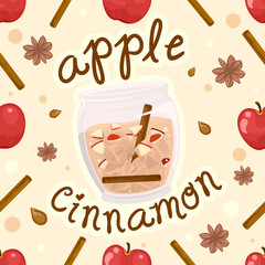 Apple Cinnamon Seamless Background Illustration - 485527752