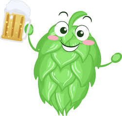 Mascot Beer Mug Hops Illustration