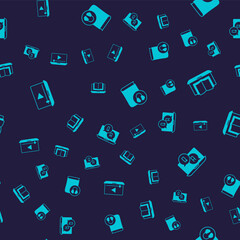 Fototapeta premium Set Online play video, class, Audio book and Question and Answer on seamless pattern. Vector