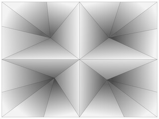 Grafika wektorowa przedstawiająca obiekt powstały w wyniku przekształceń trójkątów. Poprzez zastosowanie gradientów uzyskano efekt 3D.
