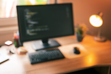 Computer on an empty desk