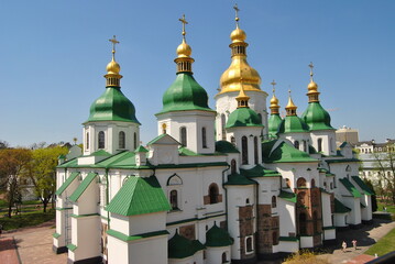 Fototapeta na wymiar St. Sophia Cathedral in Kiev. The main church of Ukraine. The most famous temple and monument of Kiev. Ukraine