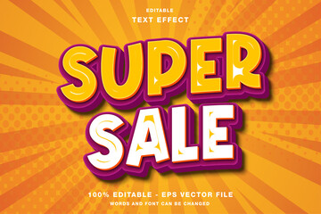Fototapeta na wymiar Super Sale Comic Style 3D Editable Text Effect