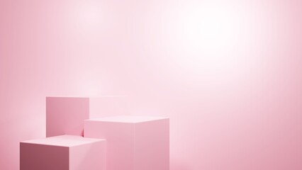 3d rendering of pink podium abstract geometric minimal background. Scene for advertising, cosmetic, showcase, technology, banner, cream, fashion, valentine, romantic. Illustration. Product display