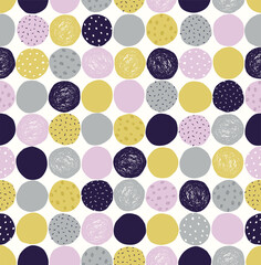 seamless childish abstract round dots pattern on white background
- 485531790