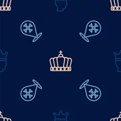 Fototapeten Set line King crown, Crusade and on seamless pattern. Vector © Iryna