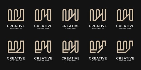 Set of creative abstract letter w logo design collection.