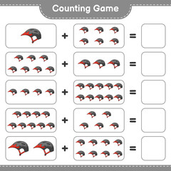 Count and match, count the number of Bicycle Helmet and match with the right numbers. Educational children game, printable worksheet, vector illustration