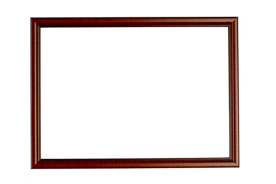 Brown wooden frame  isolated on the white background.copy space