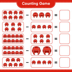 Count and match, count the number of Boxing Helmet and match with the right numbers. Educational children game, printable worksheet, vector illustration