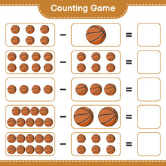 Count and match, count the number of Basketball and match with the right numbers. Educational children game, printable worksheet, vector illustration