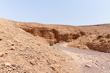 Dry  river bed in a nature reserve near Eilat city - Red Canyon, in southern Israel