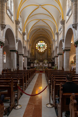 The interior of the main hall of the Chapel of Saint Catherine, near to the Church of Nativity in Bethlehem in the Palestinian Authority, Israel