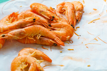 Fresh red prawn or tiger shrimps