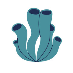 Underwater plants, algae. corals. Flat vector illustration in cartoon style isolated on white background.