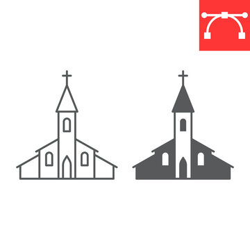 Church line and glyph icon, god and christianity, church vector icon, vector graphics, editable stroke outline sign, eps 10.