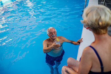 Enjoying summertime at the swimming pool