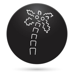 palm tree icon, black circle button, vector illustration.