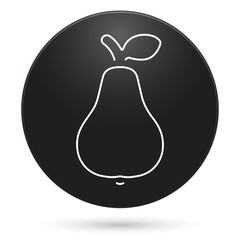 pear icon, black circle button, vector illustration.