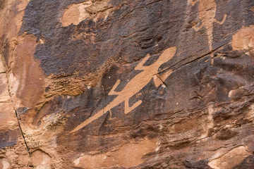 Rolgordijnen Lizard Rock art by ancient native Fremont Americans in Dinosaur © Fyle