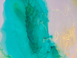 Background texture of alcohol ink in blue color.  Abstract  paint with drops and stains.