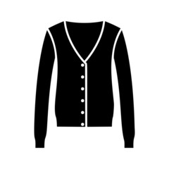 Womens Cardigan black glyph icon isolated. Vector