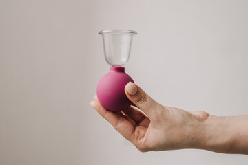 Cupping massage anti-cellulite on a white background