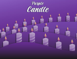 Purple candle template with lots of burning purple candles and a purple background