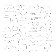 Hand drawn dashed line doodle. Handmade sketch symbols set direction mark on a white background. vector illustration graphic design elements