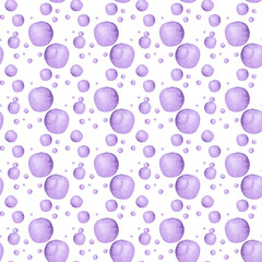 Watercolor round stains of lilac paint, pixel dots pattern, design elements, text background. Seamless repeating pattern of spots in the form of a circle. Isolated on white background.