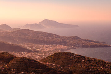 Obraz premium Aerial view of Vico Equense in Amalfi coast Naples, Italy
