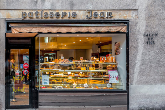 Assorted french bakery products and sweets displayed at Patisseri Jean, metz, France