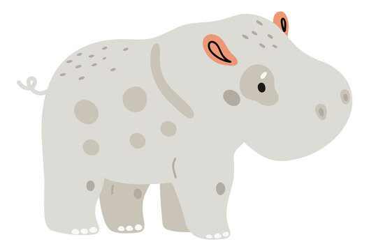 Baby hippo character. Cute african animal child