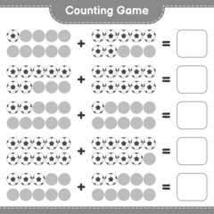 Count and match, count the number of Soccer Ball and match with the right numbers. Educational children game, printable worksheet, vector illustration