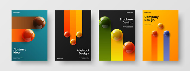 Original corporate identity vector design concept set. Colorful 3D spheres banner illustration composition.