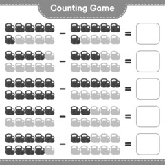 Count and match, count the number of Dumbbell and match with the right numbers. Educational children game, printable worksheet, vector illustration