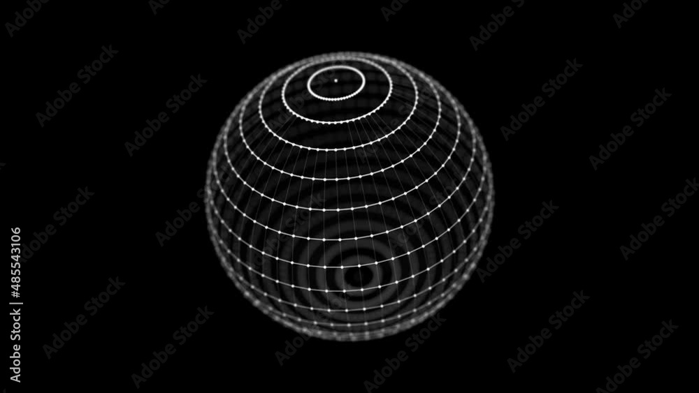 Aufkleber Abstract sphere with connecting dots. Wireframe technology sphere. Big data visualization. 3d rendering.