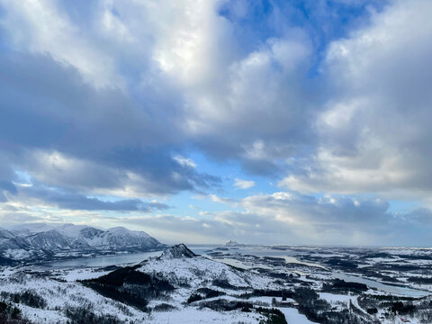 Winter  and snow in mountain - Helgeland coast,Helgeland,Northern Norway,scandinavia,Europe