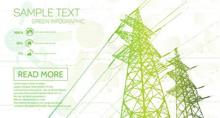 Green electric poles, environmentally friendly renewable energy.