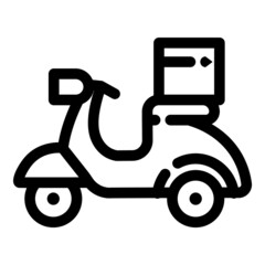 Moped Delivery Flat Icon Isolated On White Background