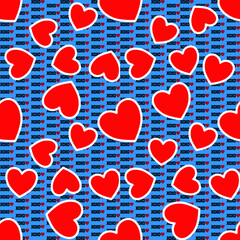 Vector seamless love symbol pattern, with stylish hearts and xoxo (hugs and kisses) phrase