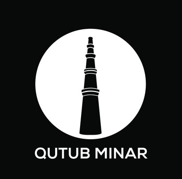 Qutub Minar Pillar Icon. Qutub Minar Vector Icon.