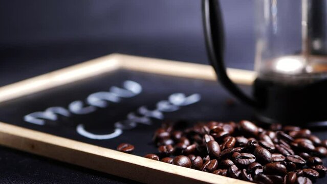 Coffee beans on cafe drinks menu