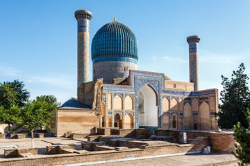 Exterior of the Amir Temur Mausoleum (Gur-E-Amir) in Samarkand, Uzbekistan, Central Asia